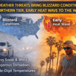 Major weather threats bring blizzard conditions to U.S. northern tier, early heat wave to the West