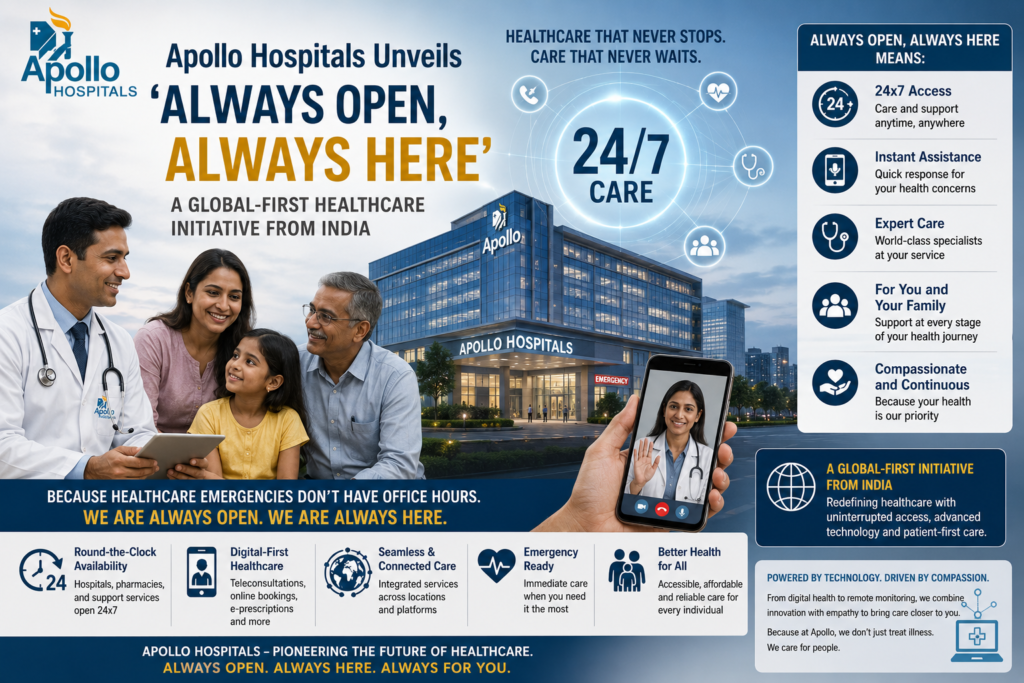 Apollo Hospitals Unveils ‘Always Open, Always Here’—A Global-First Healthcare Initiative from India 