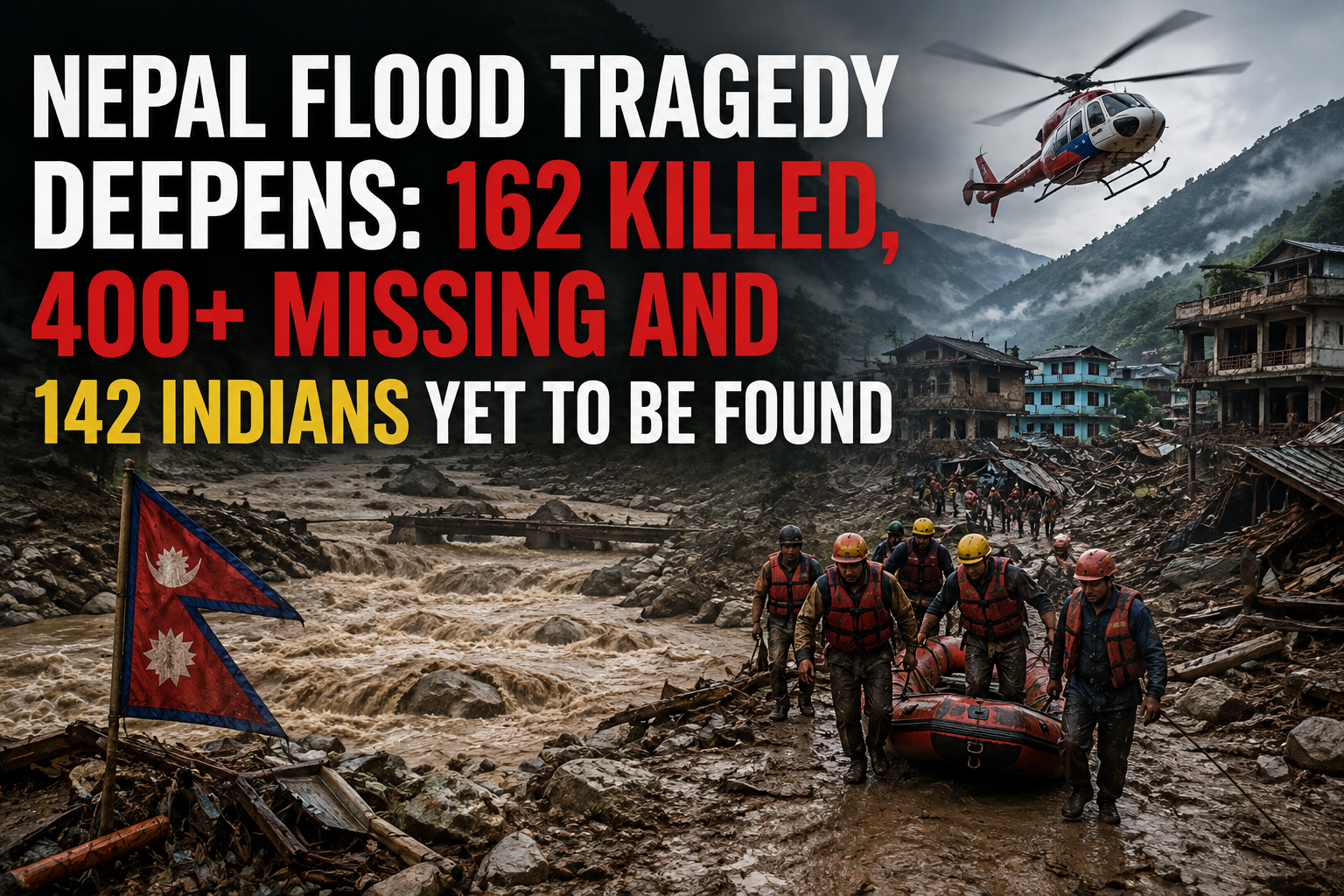 Nepal Flood Tragedy Deepens: 162 Killed, 400+ Missing and 142 Indians Yet to Be Found