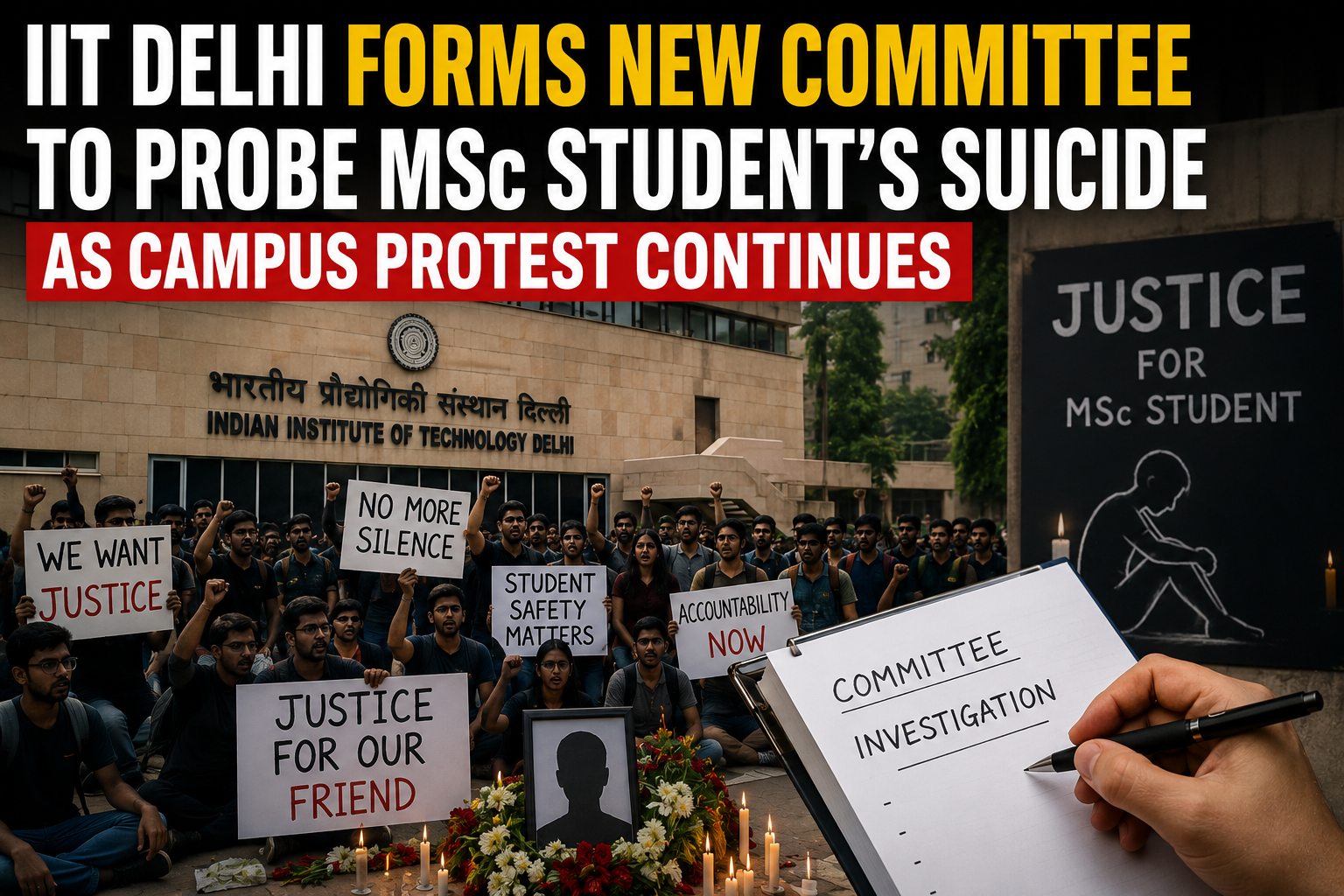 IIT Delhi Forms New Committee to Probe MSc Student’s Suicide as Campus Protest Continues