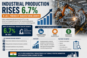 Industrial Production Rises 6.7% in July, Powered by Manufacturing Growth
