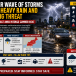 Another Wave of Storms Brings Heavy Rain and Flooding Threat to the East Coast Amid Intense Summer Heat