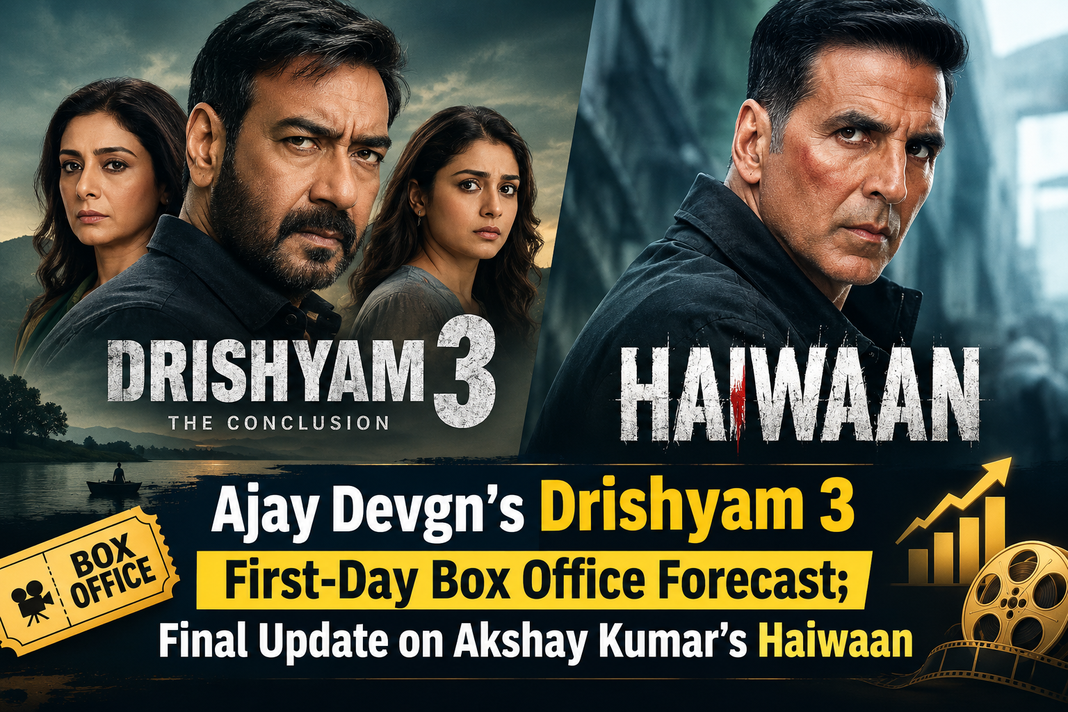 Ajay Devgn’s Drishyam 3 First-Day Box Office Forecast; Final Update on Akshay Kumar’s Haiwaan