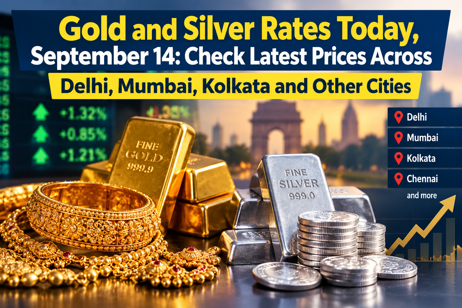 Gold and Silver Rates Today, September 14: Check Latest Prices Across Delhi, Mumbai, Kolkata and Other Cities