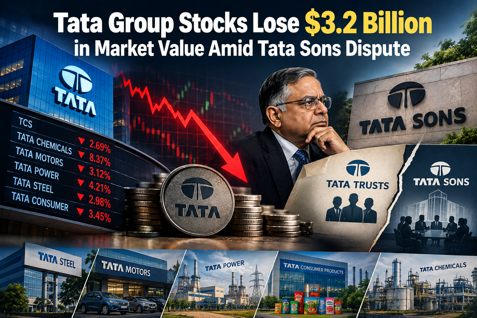 Tata Group Stocks Lose $3.2 Billion in Market Value Amid Tata Sons Dispute 