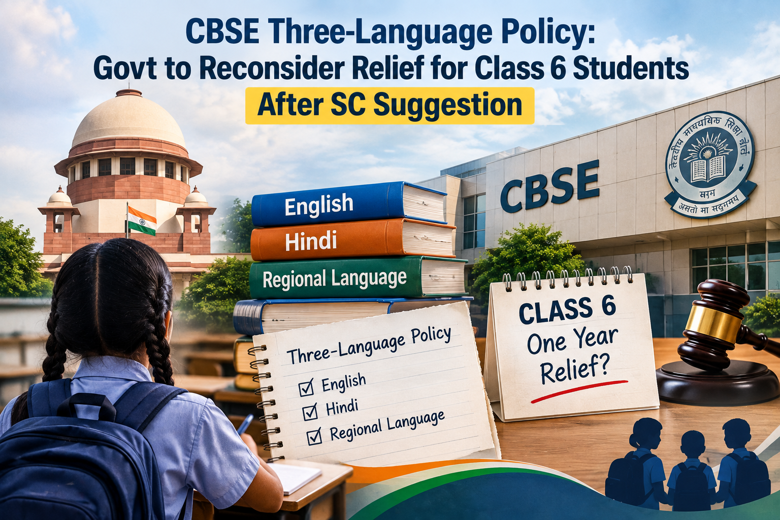 CBSE Three-Language Policy: Govt to Reconsider Relief for Class 6 Students After SC Suggestion 