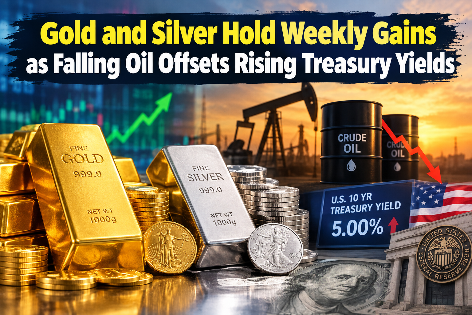Gold and Silver Hold Weekly Gains as Falling Oil Offsets Rising Treasury Yields