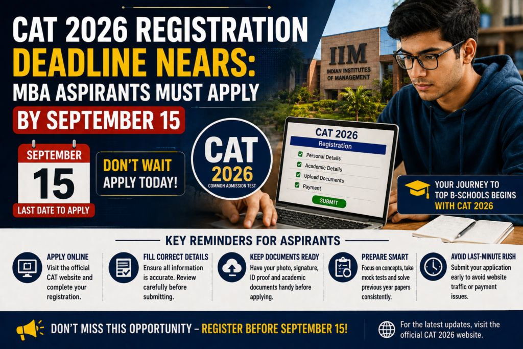 CAT 2026 Registration Deadline Nears: MBA Aspirants Must Apply by September 15