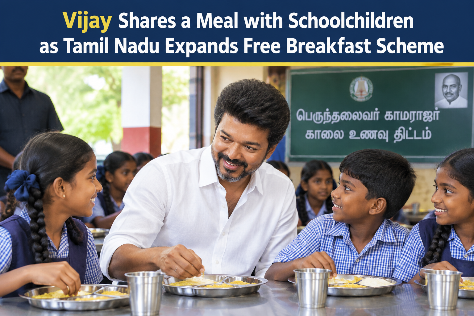 Vijay Shares a Meal with Schoolchildren as Tamil Nadu Expands Free Breakfast Scheme