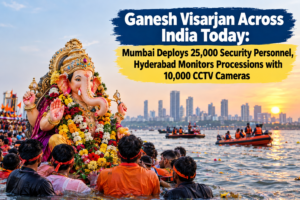 Ganesh Visarjan Across India Today: Mumbai Deploys 25,000 Security Personnel, Hyderabad Monitors Processions with 10,000 CCTV Cameras