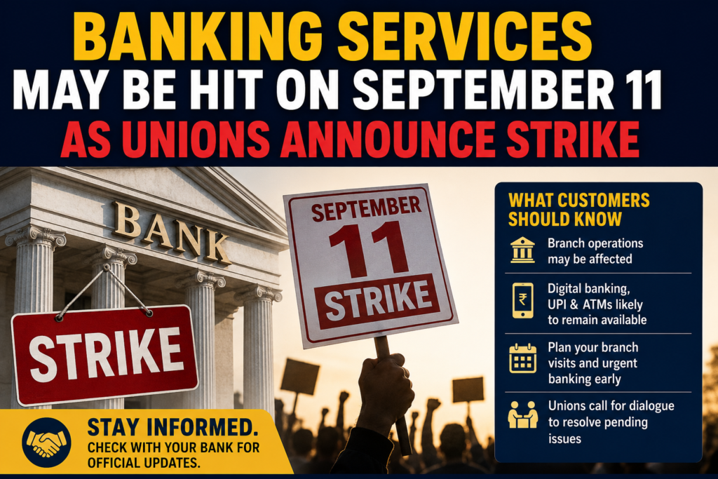 Banking Services May Be Hit on September 11 as Unions Announce Strike