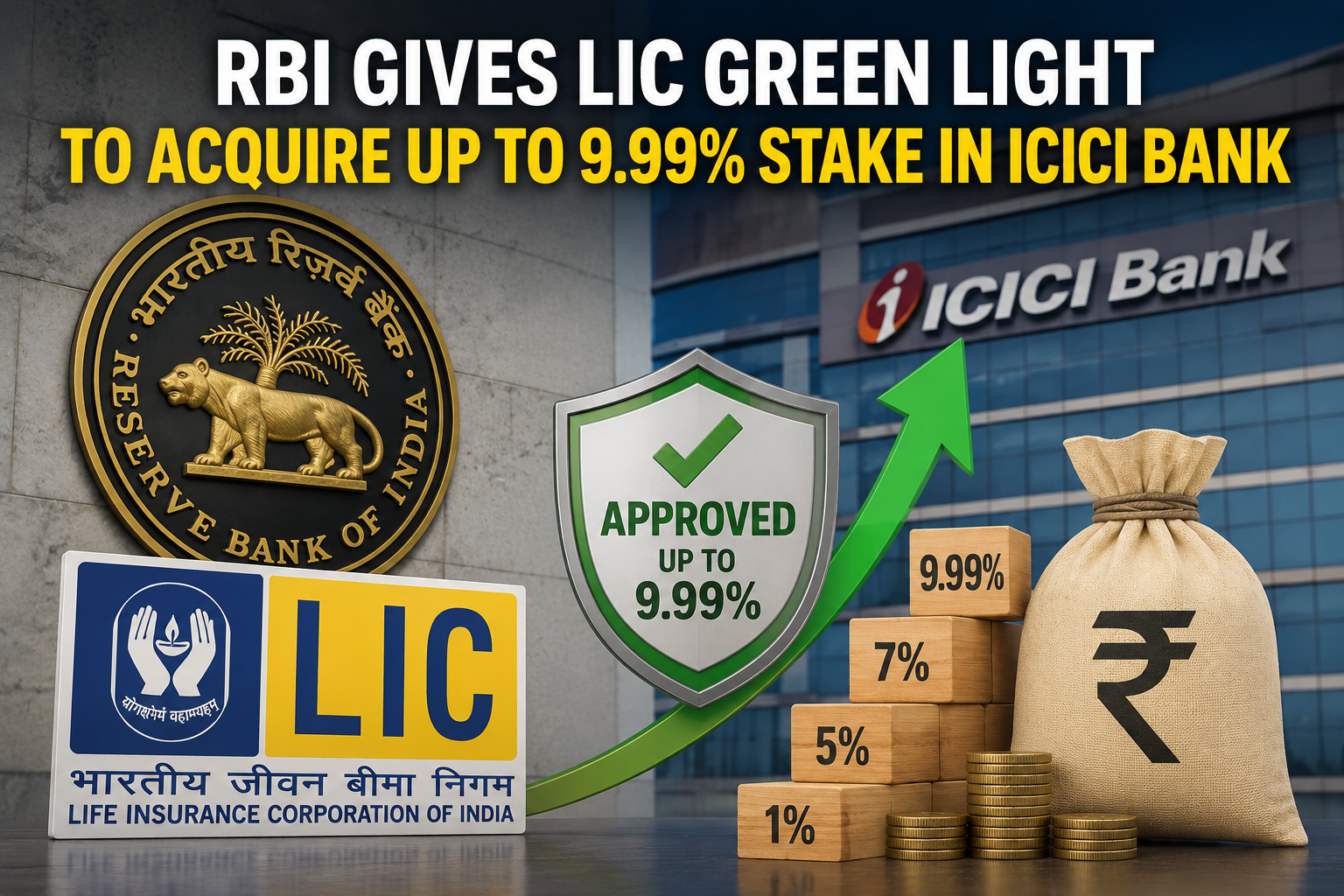 RBI Gives LIC Green Light to Acquire Up to 9.99% Stake in ICICI Bank