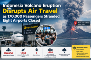 Indonesia Volcano Eruption Disrupts Air Travel as 170,000 Passengers Stranded, Eight Airports Closed