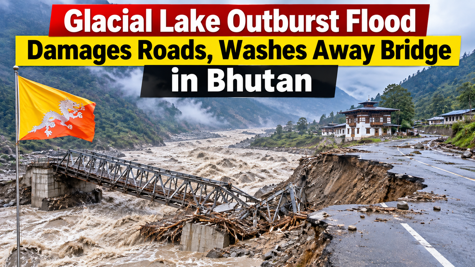 Glacial Lake Outburst Flood damages roads, washes away bridge in Bhutan 