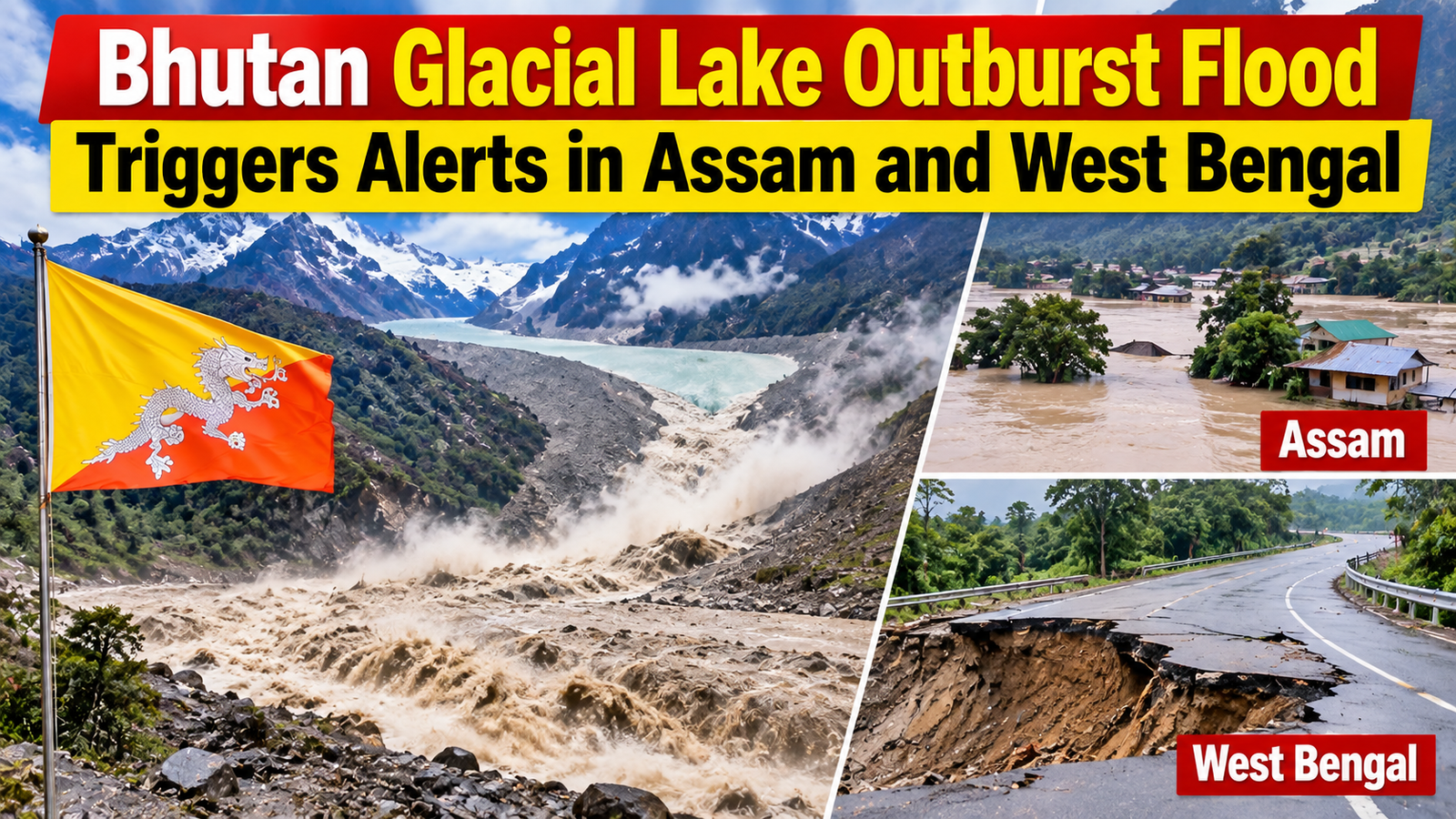 Bhutan Glacial Lake Outburst Flood Triggers Alerts in Assam and West Bengal