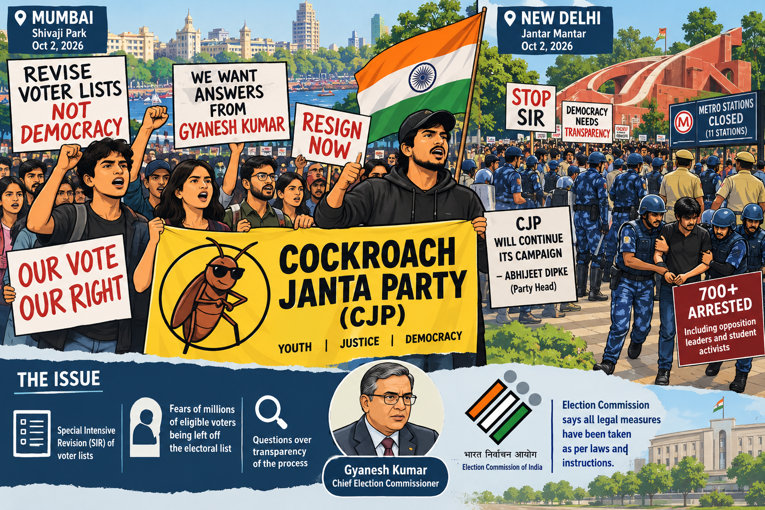India’s ‘Cockroach’ Movement Launches Fresh Protests Over Voter Roll Revisions