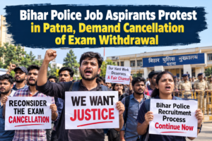 Bihar Police Job Aspirants Protest in Patna, Demand Cancellation of Exam Withdrawal 
