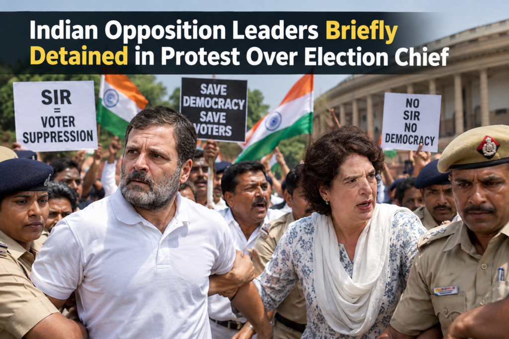 Indian Opposition Leaders Briefly Detained in Protest Over Election Chief
