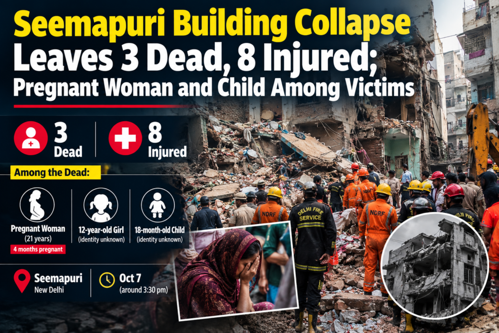 Seemapuri Building Collapse Leaves 3 Dead, 8 Injured; Pregnant Woman and Child Among Victims 