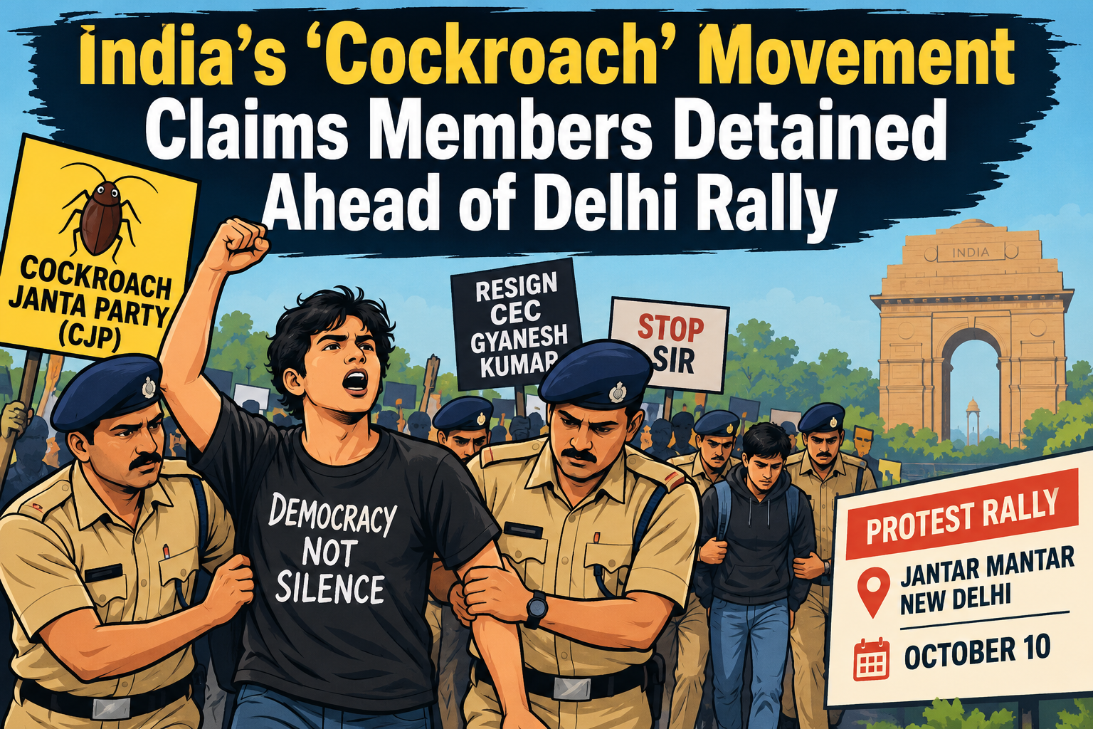 India’s ‘Cockroach’ Movement Claims Members Detained Ahead of Delhi Rally 