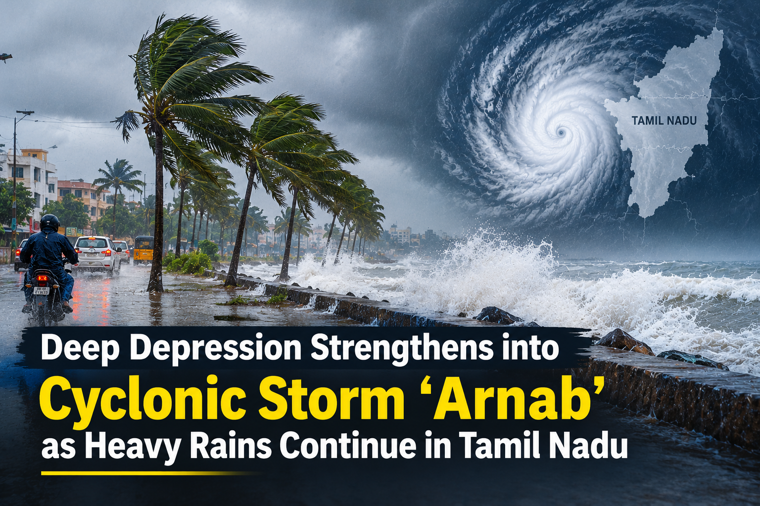 Deep Depression Strengthens into Cyclonic Storm ‘Arnab’ as Heavy Rains Continue in Tamil Nadu