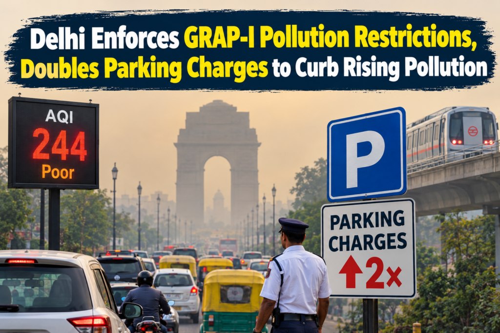 Delhi Enforces GRAP-I Pollution Restrictions, Doubles Parking Charges to Curb Rising Pollution