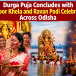 Durga Puja Concludes with Sindoor Khela and Ravan Podi Celebrations Across Odisha