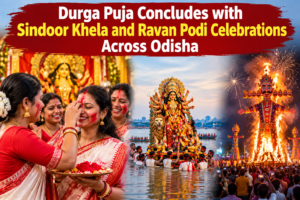 Durga Puja Concludes with Sindoor Khela and Ravan Podi Celebrations Across Odisha