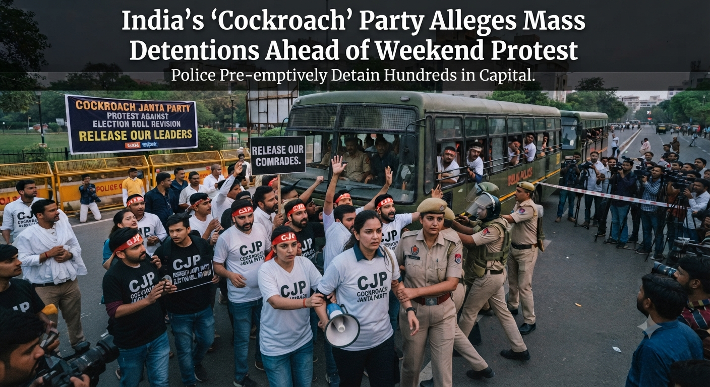 India’s ‘Cockroach’ Party Alleges Mass Detentions Ahead of Weekend Protest 