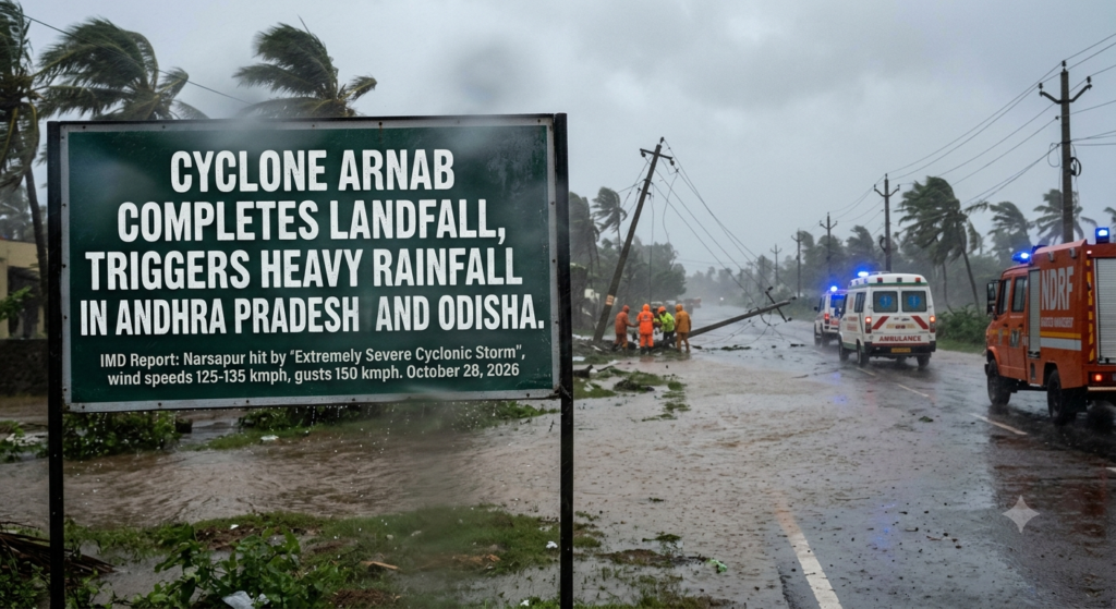 Cyclone Arnab Completes Landfall, Triggers Heavy Rainfall in Andhra Pradesh and Odisha
