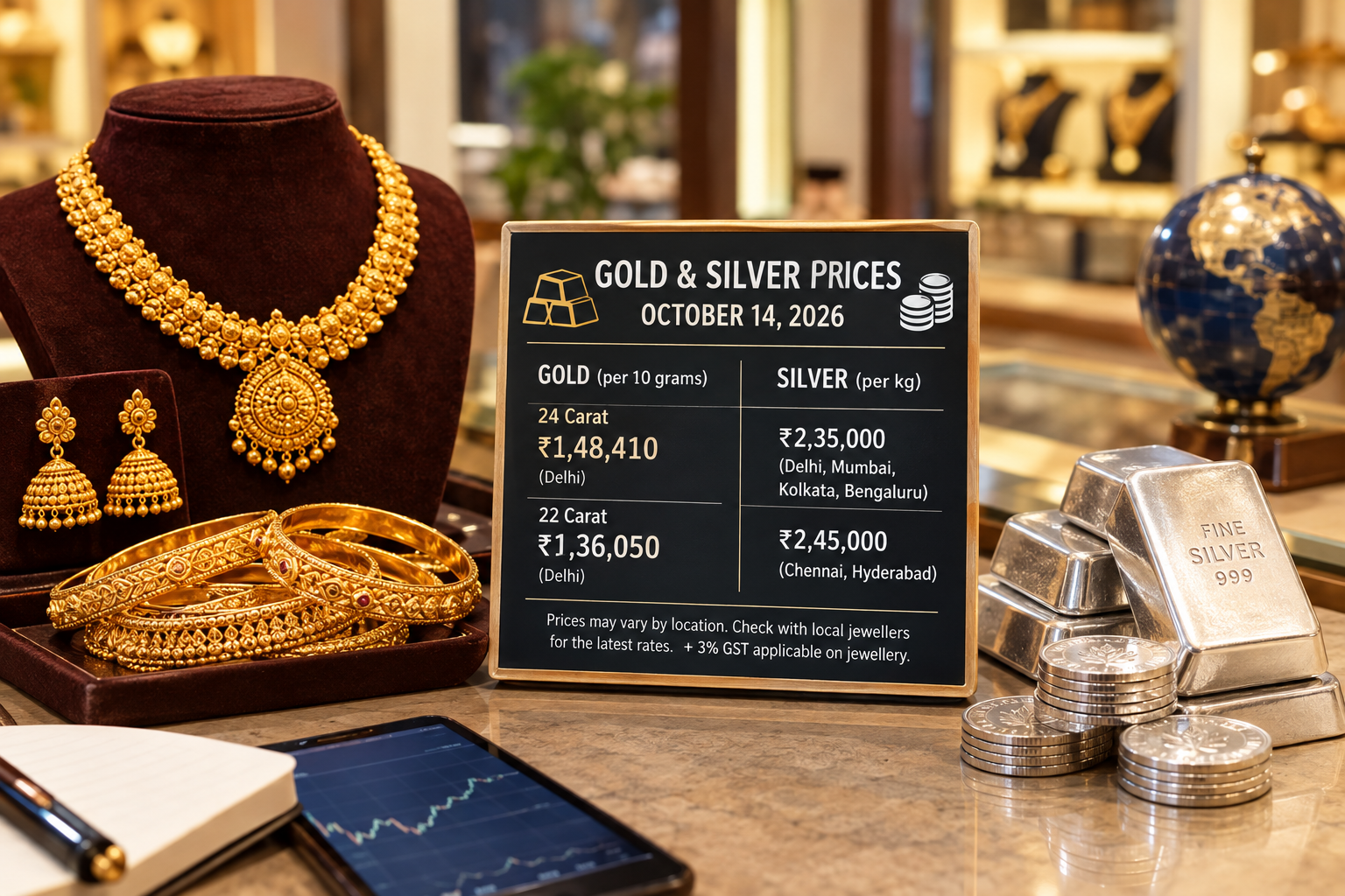 Gold, Silver Prices on October 14: Check Latest Rates in Delhi, Mumbai, Kolkata and Other Cities
