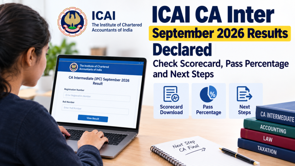ICAI CA Inter September 2026 Results Declared: Check Scorecard, Pass Percentage and Next Steps