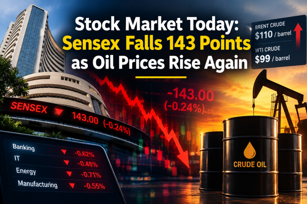 Stock Market Today: Sensex Falls 143 Points as Oil Prices Rise Again