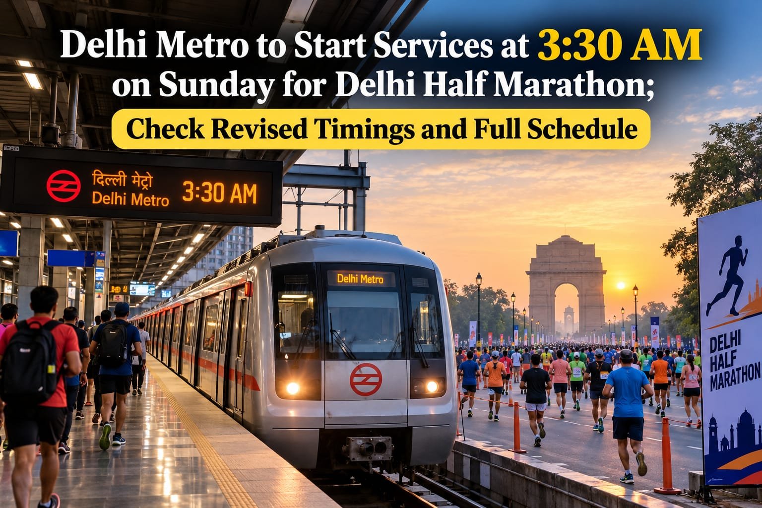 Delhi Metro to Start Services at 3:30 AM on Sunday for Delhi Half Marathon; Check Revised Timings and Full Schedule
