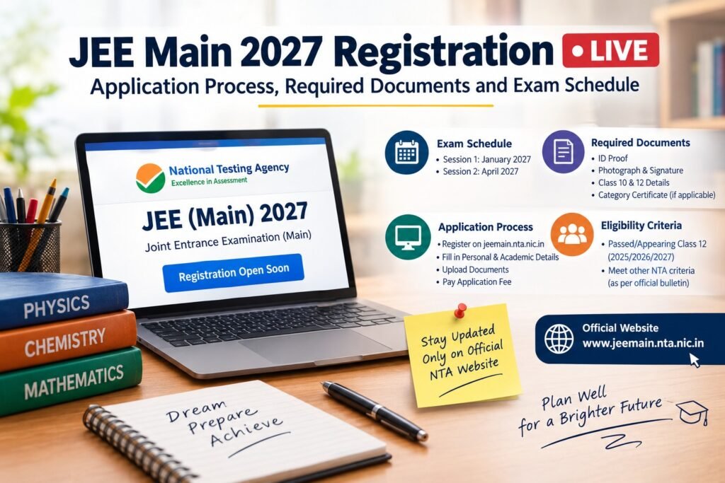 JEE Main 2027 Registration LIVE: Application Process, Required Documents and Exam Schedule